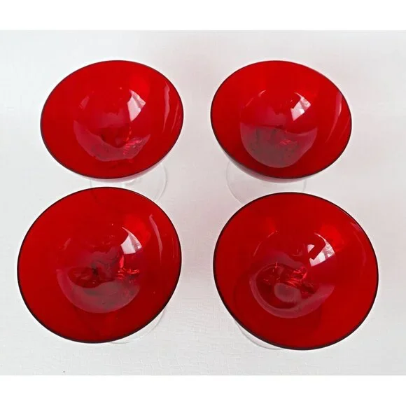 4 Vintage Blefeld Royal Ruby Stem Wine Glasses Barware - Picture 6 of 6
